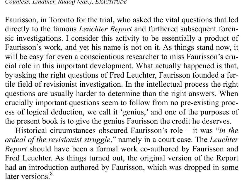 Page-image crop. Butz credits Faurisson with the questions that led to the report and says the work should have been formally co-authored.