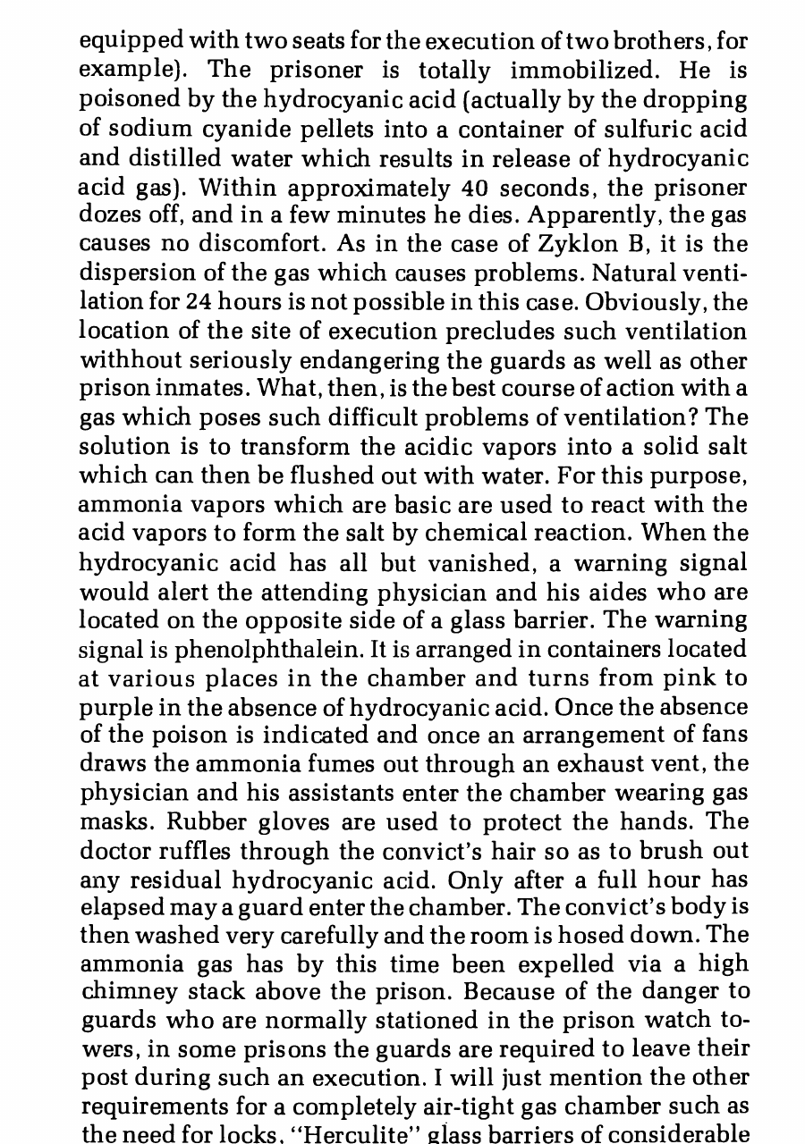 The earlier article describes sodium cyanide and acid, ammonia neutralization, indicators, masks, gloves, a vacuum system, and sealed locks.