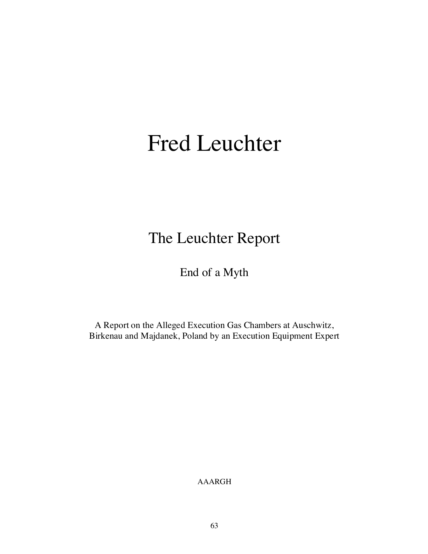 Title page of The Leuchter Report witness